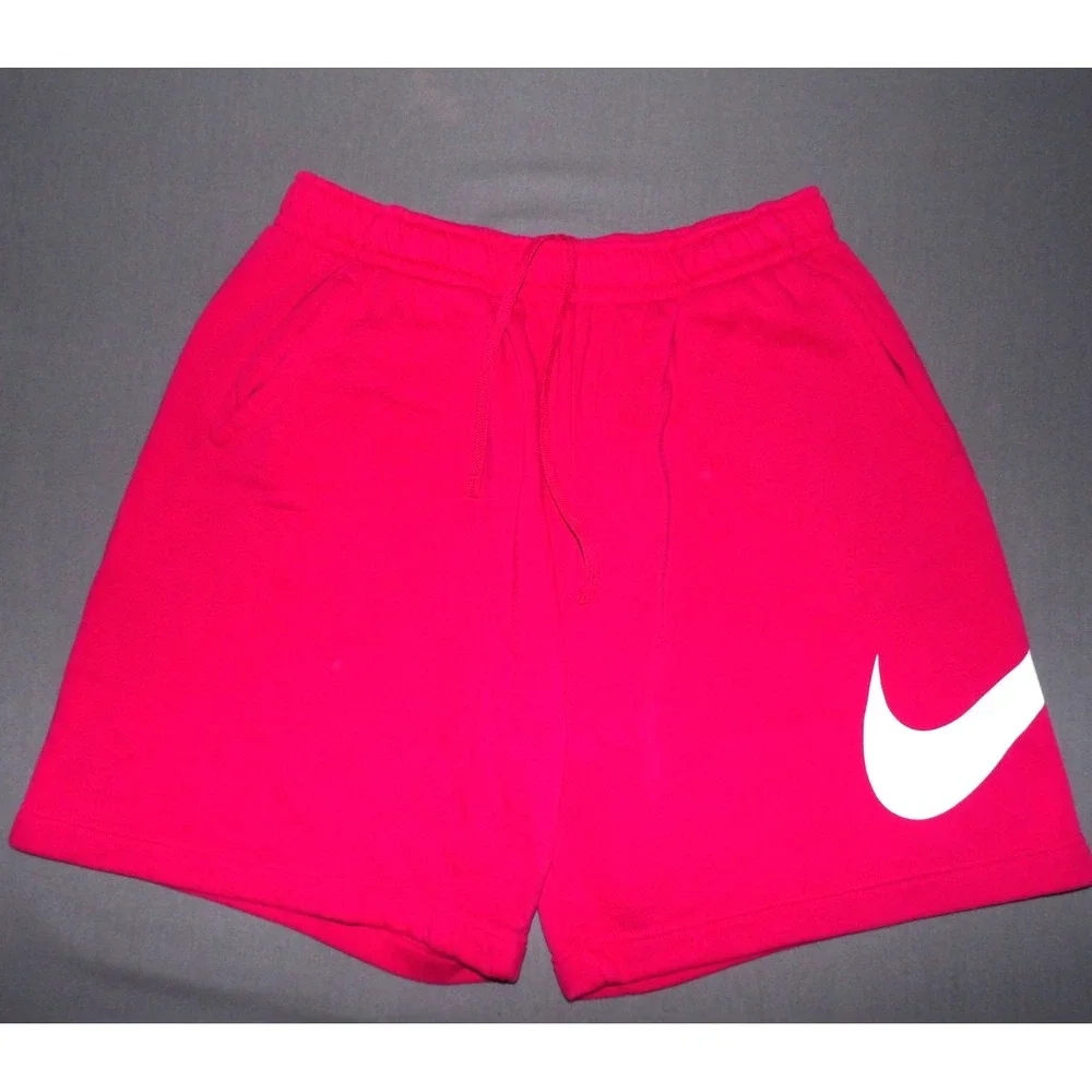 Nike Fleece Lined Pink Draw String Swoosh Sweat Shorts Men's Large